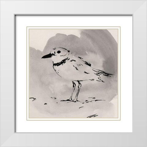 Inky Plover II White Modern Wood Framed Art Print with Double Matting by Green, Jacob