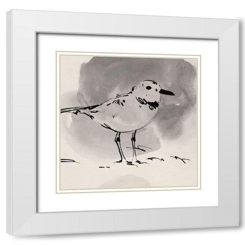Inky Plover III White Modern Wood Framed Art Print with Double Matting by Green, Jacob