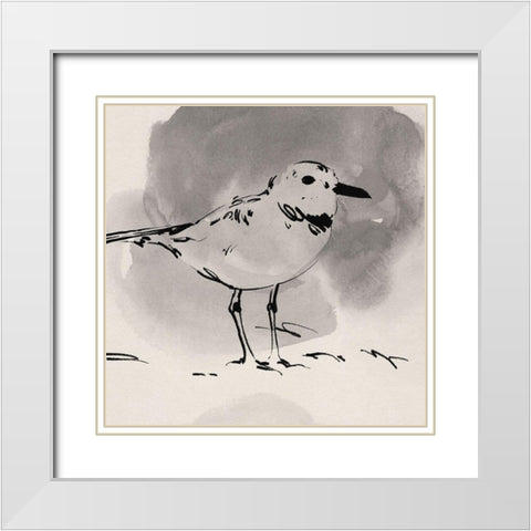 Inky Plover III White Modern Wood Framed Art Print with Double Matting by Green, Jacob