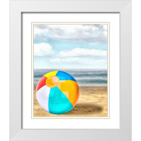 Beach Ball I White Modern Wood Framed Art Print with Double Matting by Saunders, Alonzo