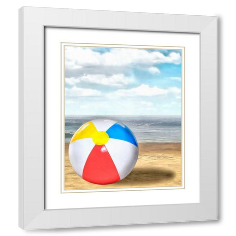 Beach Ball II White Modern Wood Framed Art Print with Double Matting by Saunders, Alonzo