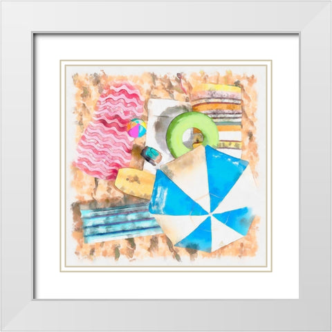 Birds Eye Beach II White Modern Wood Framed Art Print with Double Matting by Saunders, Alonzo