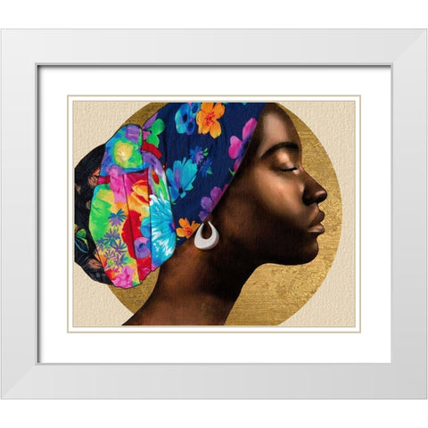 Golden Lady I White Modern Wood Framed Art Print with Double Matting by Saunders, Alonzo