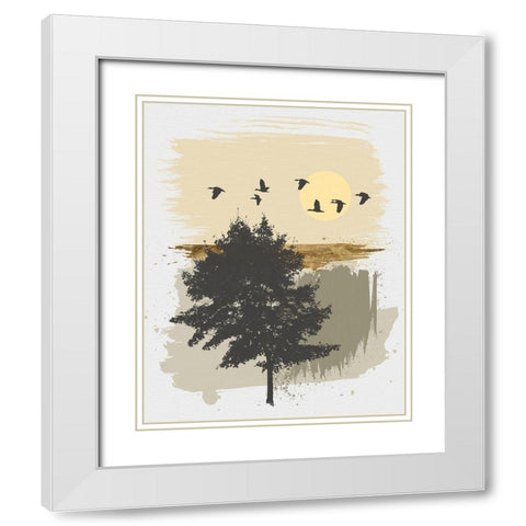 Returning Home White Modern Wood Framed Art Print with Double Matting by Saunders, Alonzo