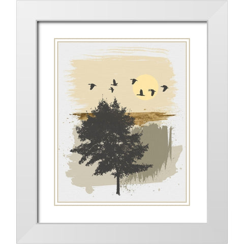 Returning Home White Modern Wood Framed Art Print with Double Matting by Saunders, Alonzo