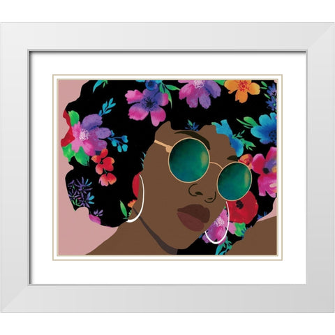 Butterfly Diva II White Modern Wood Framed Art Print with Double Matting by Saunders, Alonzo