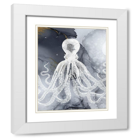 Octopus Ink I White Modern Wood Framed Art Print with Double Matting by Zalewski, Christine