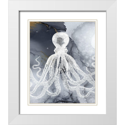 Octopus Ink I White Modern Wood Framed Art Print with Double Matting by Zalewski, Christine