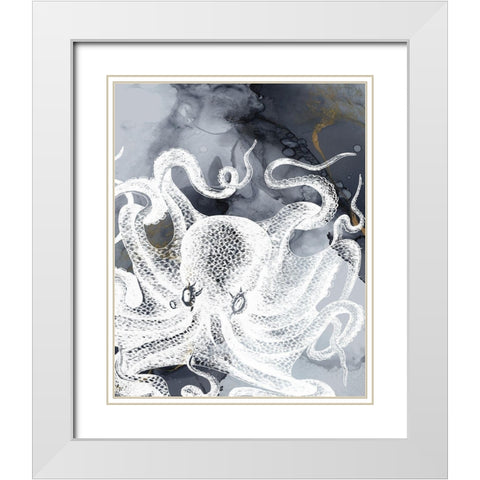 Octopus Ink II White Modern Wood Framed Art Print with Double Matting by Zalewski, Christine