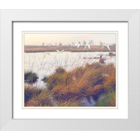 Marshland Hues I White Modern Wood Framed Art Print with Double Matting by Hunziker, Steve