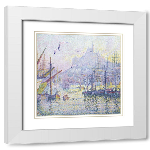 Pointillism I White Modern Wood Framed Art Print with Double Matting by Hunziker, Steve