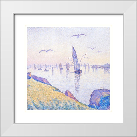Pointillism III White Modern Wood Framed Art Print with Double Matting by Hunziker, Steve
