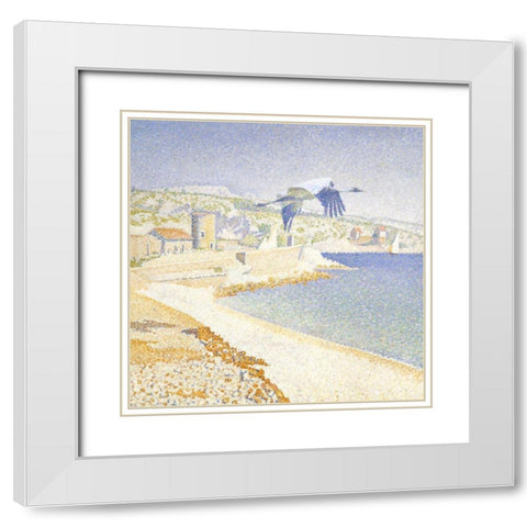 Pointillism IV White Modern Wood Framed Art Print with Double Matting by Hunziker, Steve