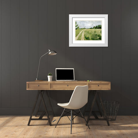 Meadow Trail I White Modern Wood Framed Art Print with Double Matting by Barnes, Victoria