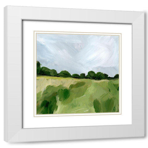 Field Path I White Modern Wood Framed Art Print with Double Matting by Barnes, Victoria
