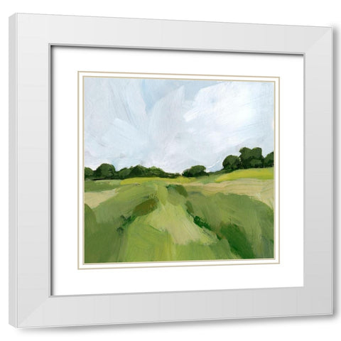 Field Path II White Modern Wood Framed Art Print with Double Matting by Barnes, Victoria