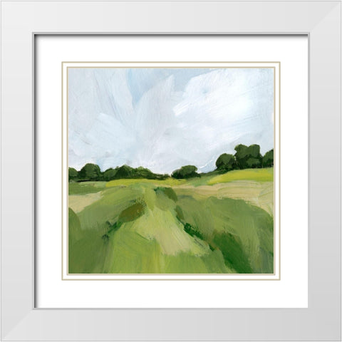 Field Path II White Modern Wood Framed Art Print with Double Matting by Barnes, Victoria