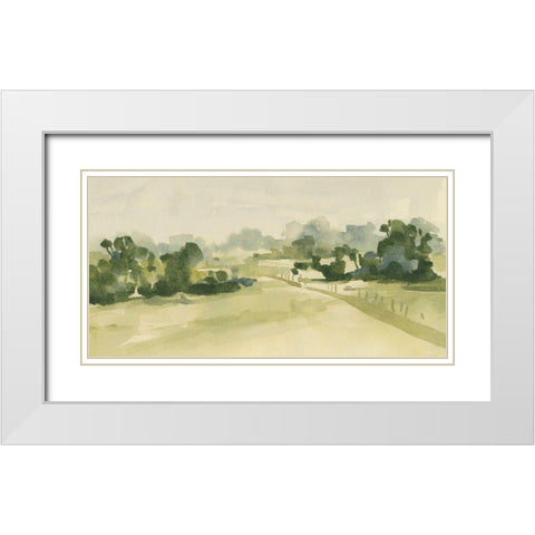 Verdant Pasture I White Modern Wood Framed Art Print with Double Matting by Caroline, Emma