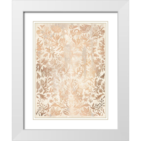 Walnut Damask I White Modern Wood Framed Art Print with Double Matting by Vess, June Erica