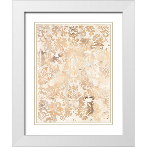 Walnut Damask II White Modern Wood Framed Art Print with Double Matting by Vess, June Erica