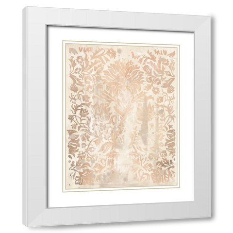 Walnut Damask IV White Modern Wood Framed Art Print with Double Matting by Vess, June Erica