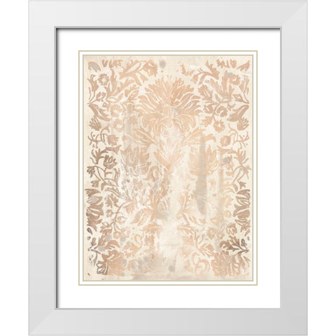 Walnut Damask IV White Modern Wood Framed Art Print with Double Matting by Vess, June Erica