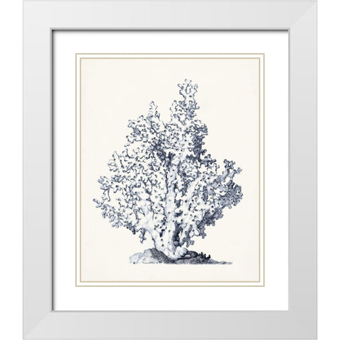 Blue Antique Coral I White Modern Wood Framed Art Print with Double Matting by Vision Studio