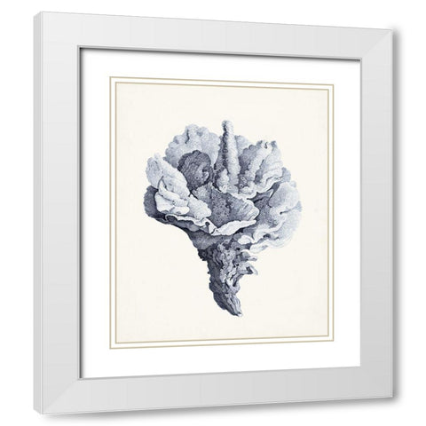 Blue Antique Coral III White Modern Wood Framed Art Print with Double Matting by Vision Studio