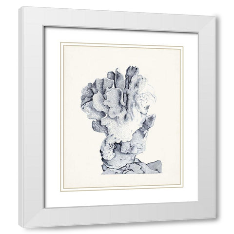 Blue Antique Coral IV White Modern Wood Framed Art Print with Double Matting by Vision Studio