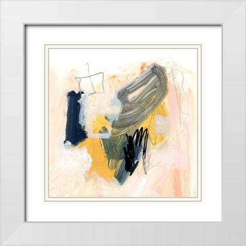 Yellow Ochre Splotch VI White Modern Wood Framed Art Print with Double Matting by Parker, Jennifer Paxton