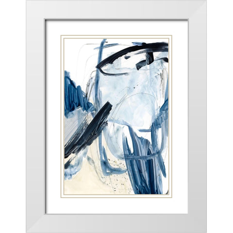 Indigo Swash I White Modern Wood Framed Art Print with Double Matting by Barnes, Victoria