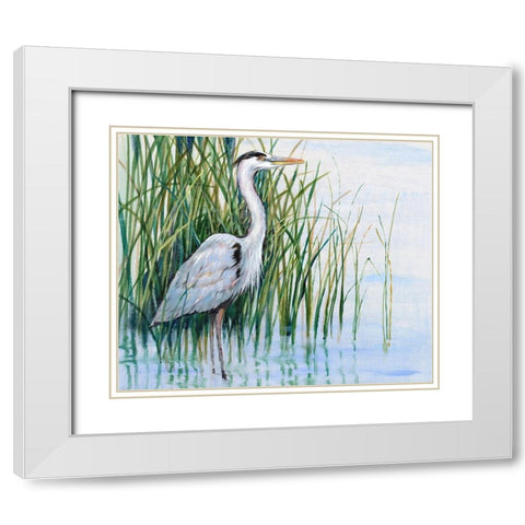 Heron in the Marsh I White Modern Wood Framed Art Print with Double Matting by OToole, Tim