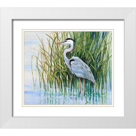 Heron in the Marsh II White Modern Wood Framed Art Print with Double Matting by OToole, Tim