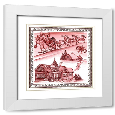 Christmas Wonderland Toile I White Modern Wood Framed Art Print with Double Matting by Wang, Melissa