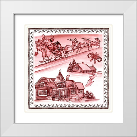 Christmas Wonderland Toile I White Modern Wood Framed Art Print with Double Matting by Wang, Melissa