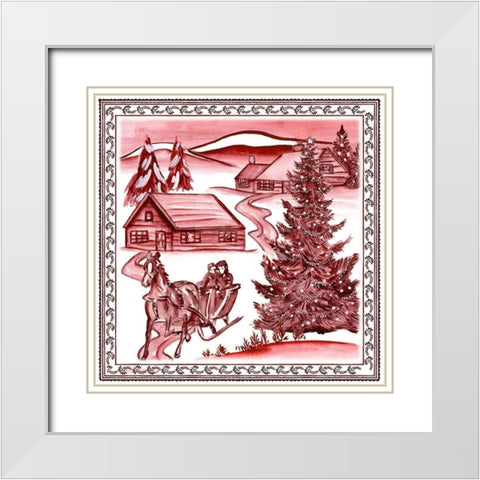 Christmas Wonderland Toile II White Modern Wood Framed Art Print with Double Matting by Wang, Melissa