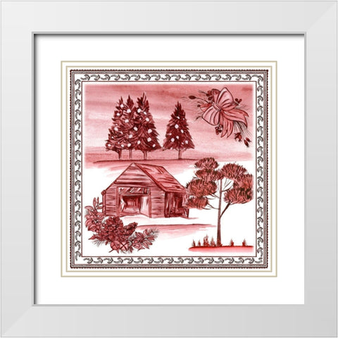 Christmas Wonderland Toile III White Modern Wood Framed Art Print with Double Matting by Wang, Melissa