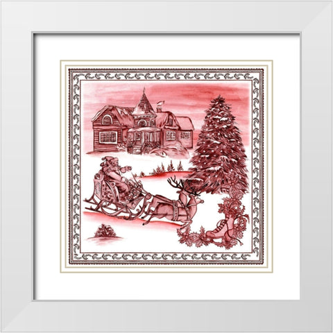 Christmas Wonderland Toile IV White Modern Wood Framed Art Print with Double Matting by Wang, Melissa