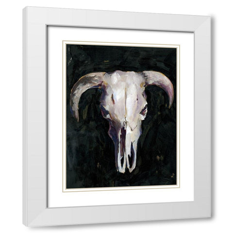 Horned Skull I White Modern Wood Framed Art Print with Double Matting by Parker, Jennifer Paxton