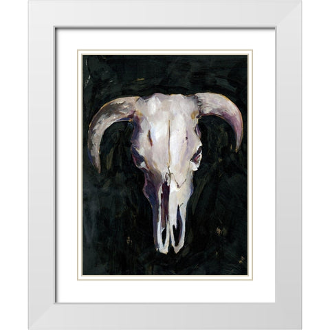 Horned Skull I White Modern Wood Framed Art Print with Double Matting by Parker, Jennifer Paxton