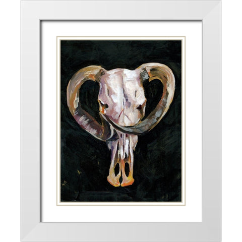 Horned Skull II White Modern Wood Framed Art Print with Double Matting by Parker, Jennifer Paxton