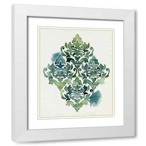 Algae and Azule Motif I White Modern Wood Framed Art Print with Double Matting by Popp, Grace