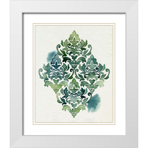 Algae and Azule Motif I White Modern Wood Framed Art Print with Double Matting by Popp, Grace