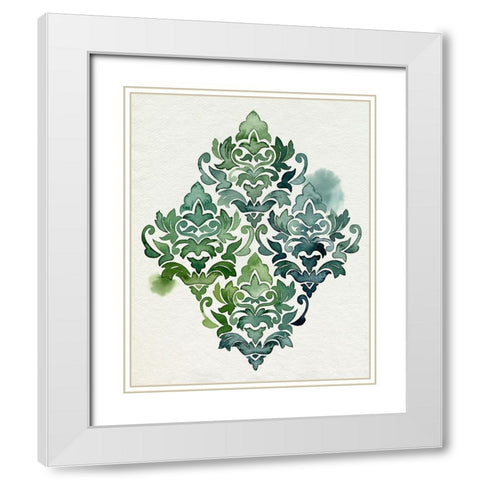 Algae and Azule Motif II White Modern Wood Framed Art Print with Double Matting by Popp, Grace