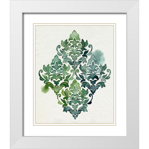 Algae and Azule Motif II White Modern Wood Framed Art Print with Double Matting by Popp, Grace