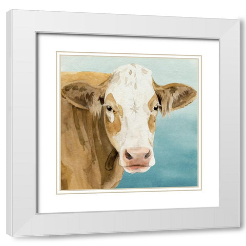 Hereford Stare I White Modern Wood Framed Art Print with Double Matting by Popp, Grace