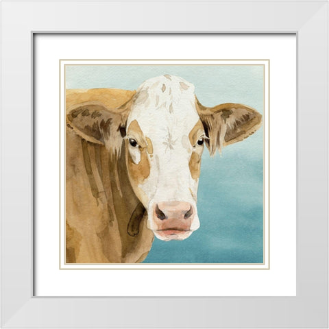 Hereford Stare I White Modern Wood Framed Art Print with Double Matting by Popp, Grace