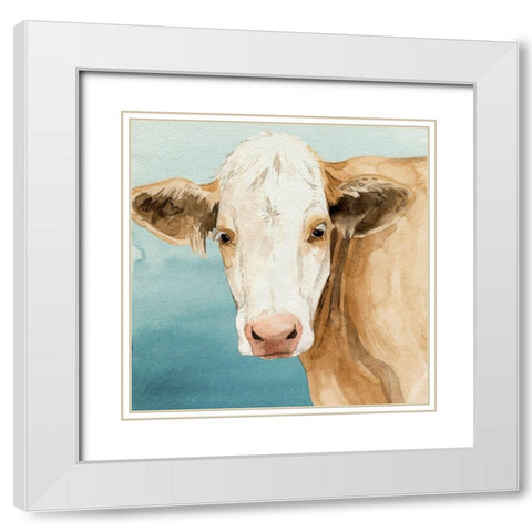 Hereford Stare II White Modern Wood Framed Art Print with Double Matting by Popp, Grace