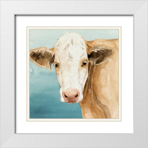 Hereford Stare II White Modern Wood Framed Art Print with Double Matting by Popp, Grace