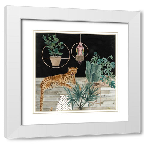 Jungle Home I White Modern Wood Framed Art Print with Double Matting by Wang, Melissa